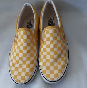 Vans Yellow Checkered Slip-On Shoes